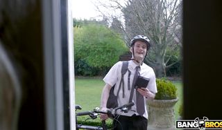Strong bf thoroughly pounds astonishing blonde gal Rebecca Jane Smyth's wet cunny after a blowjob